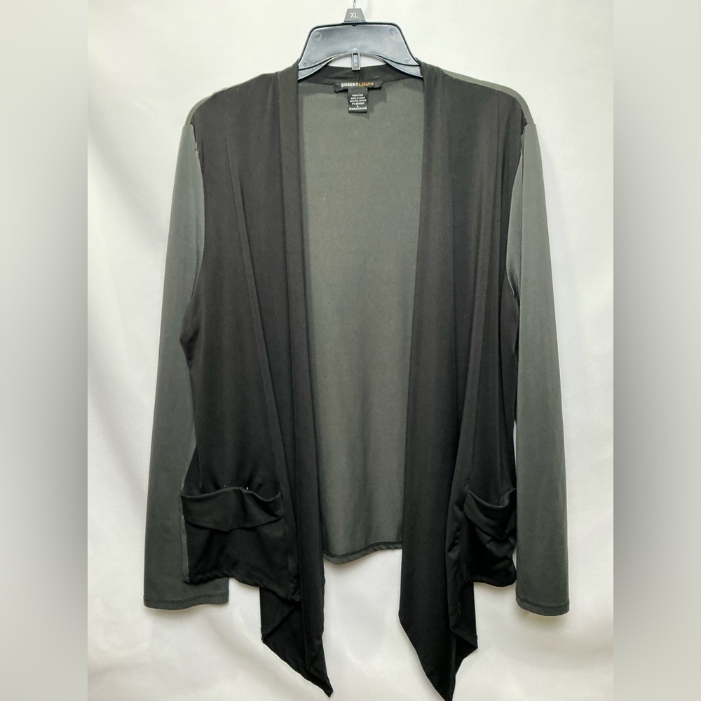 Robert Louis Women's Black Open Front Cardigan Lg